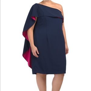 NWT CARMEN MARC VALVO OVERLAY ONE SHOULDER DRESS